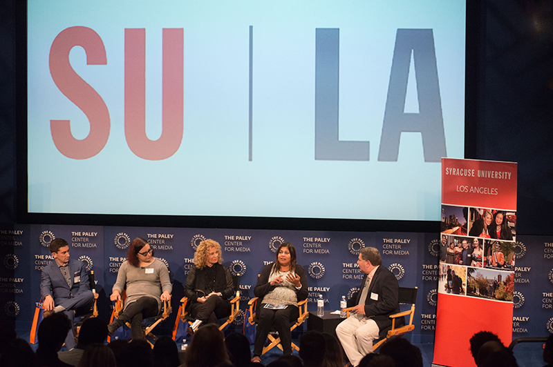 Semma Mehta '98 speaks to audience at Journalism event